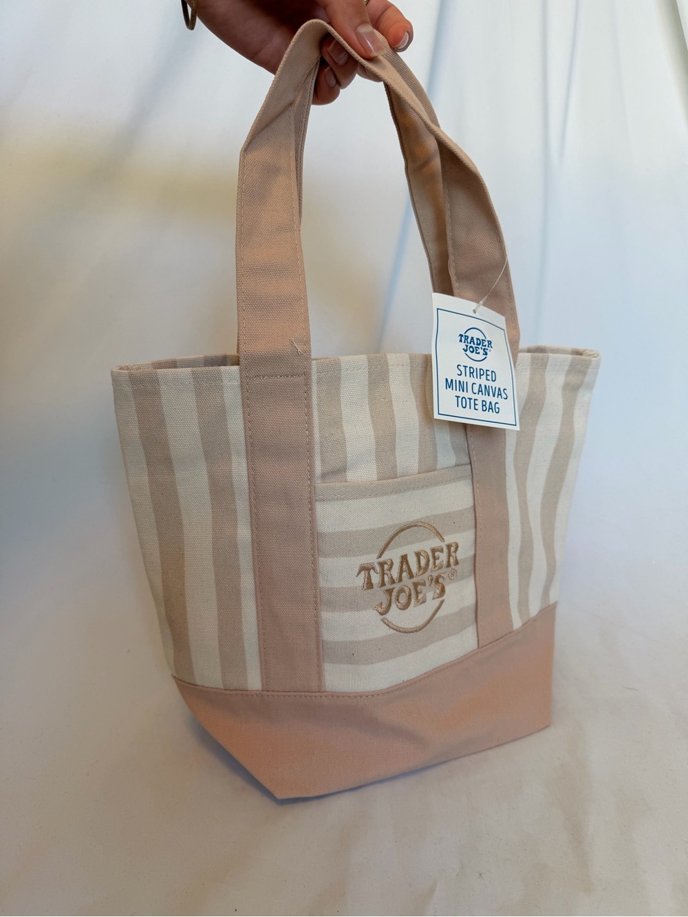 VIRAL 2026 Trader Joe's Beige & Cream Striped Canvas Tote - Picture 3 of 4